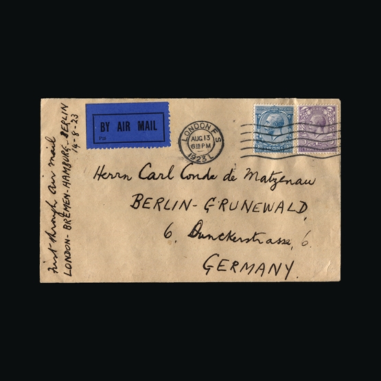 Lot 9556 - Great Britain - Covers - Airmails 1923 -  Universal Philatelic Auctions Sale #65