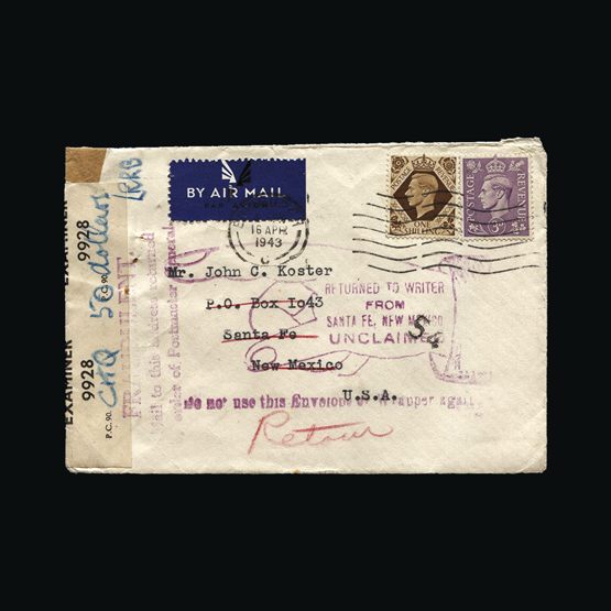 Lot 10808 - Great Britain - Covers - KGVI 1943 - Universal Philatelic Auctions Sale #72 Lot 10808 - Great Britain - Covers - KGVI 1943 - Universal Philatelic Auctions Sale #72