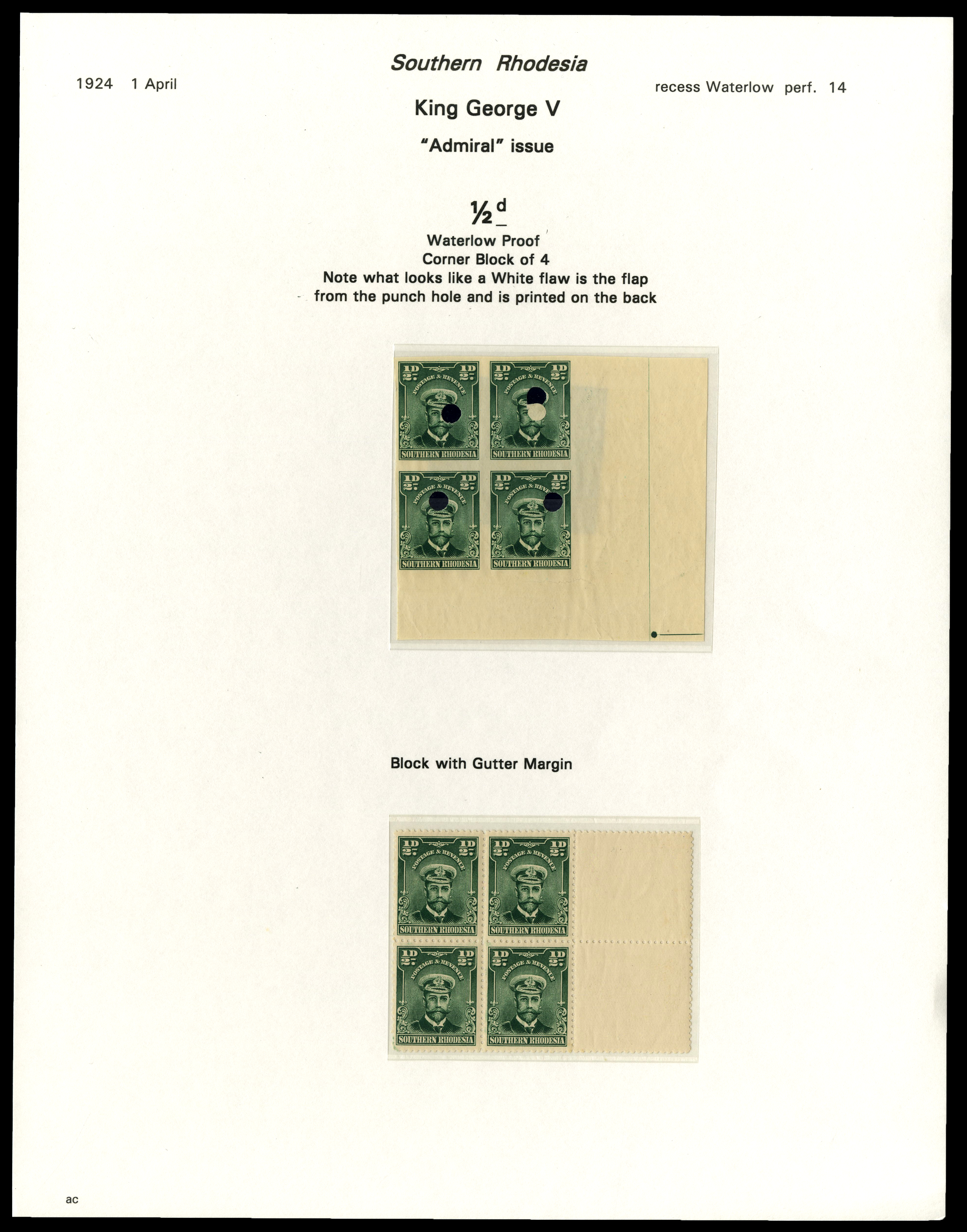 Lot 24354 - Rhodesia - Southern Rhodesia 1924-29 -  UPA UPA Auction UPA 96